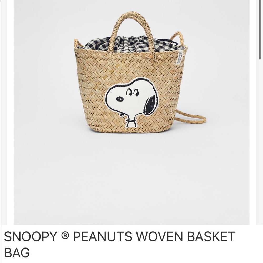 Zara Snoopy peanuts woven basket bag